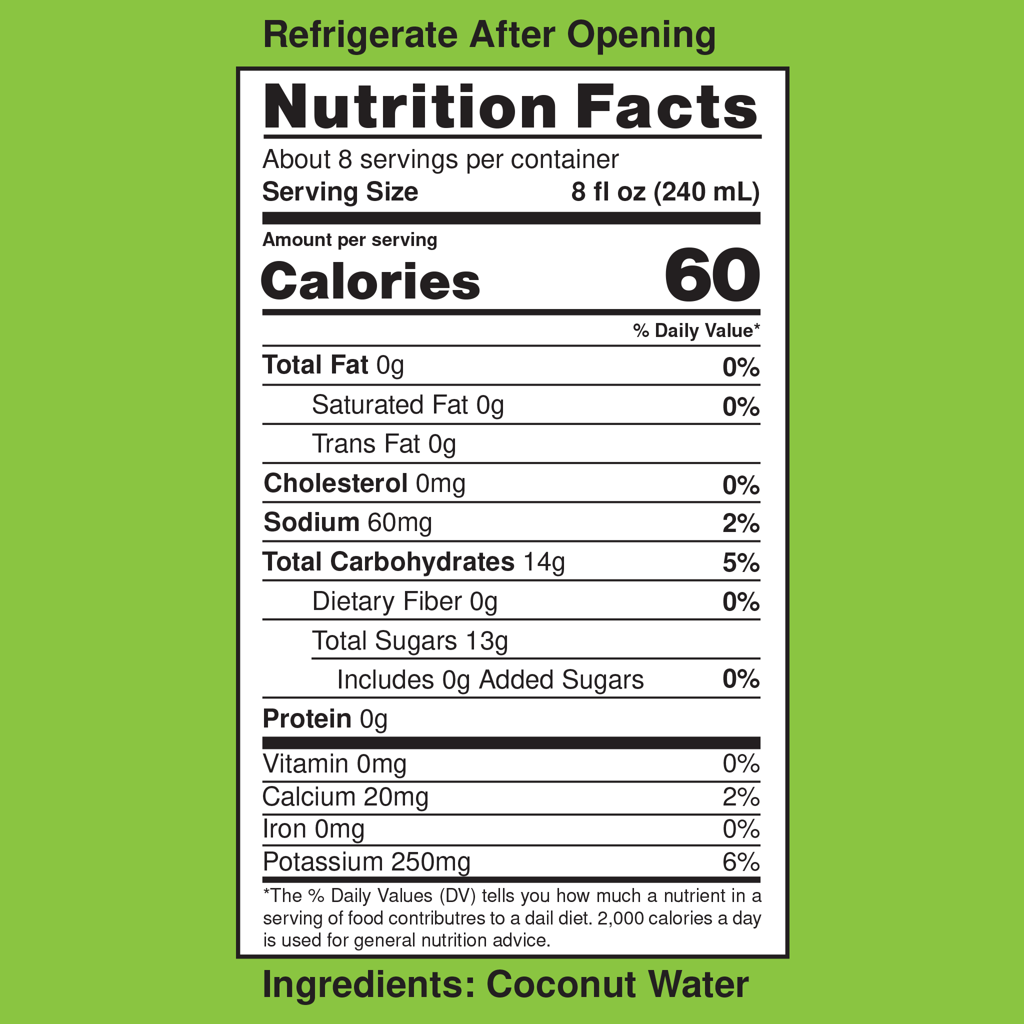 CocoLove 64oz coconut water nutrition facts