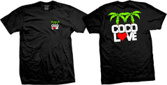 Coco Love tee front and back print detail on black