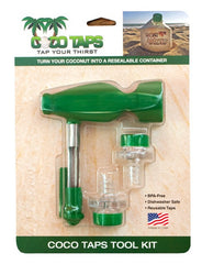 Coco Taps Coconut Tool Kit for home — stainless steel coconut drill and two reusable taps in retail pack